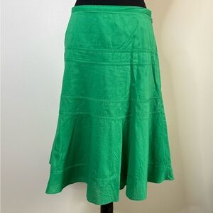 BCBGMaxAzria Green Cotton A-Line Skirt Size 4 Spring Summer